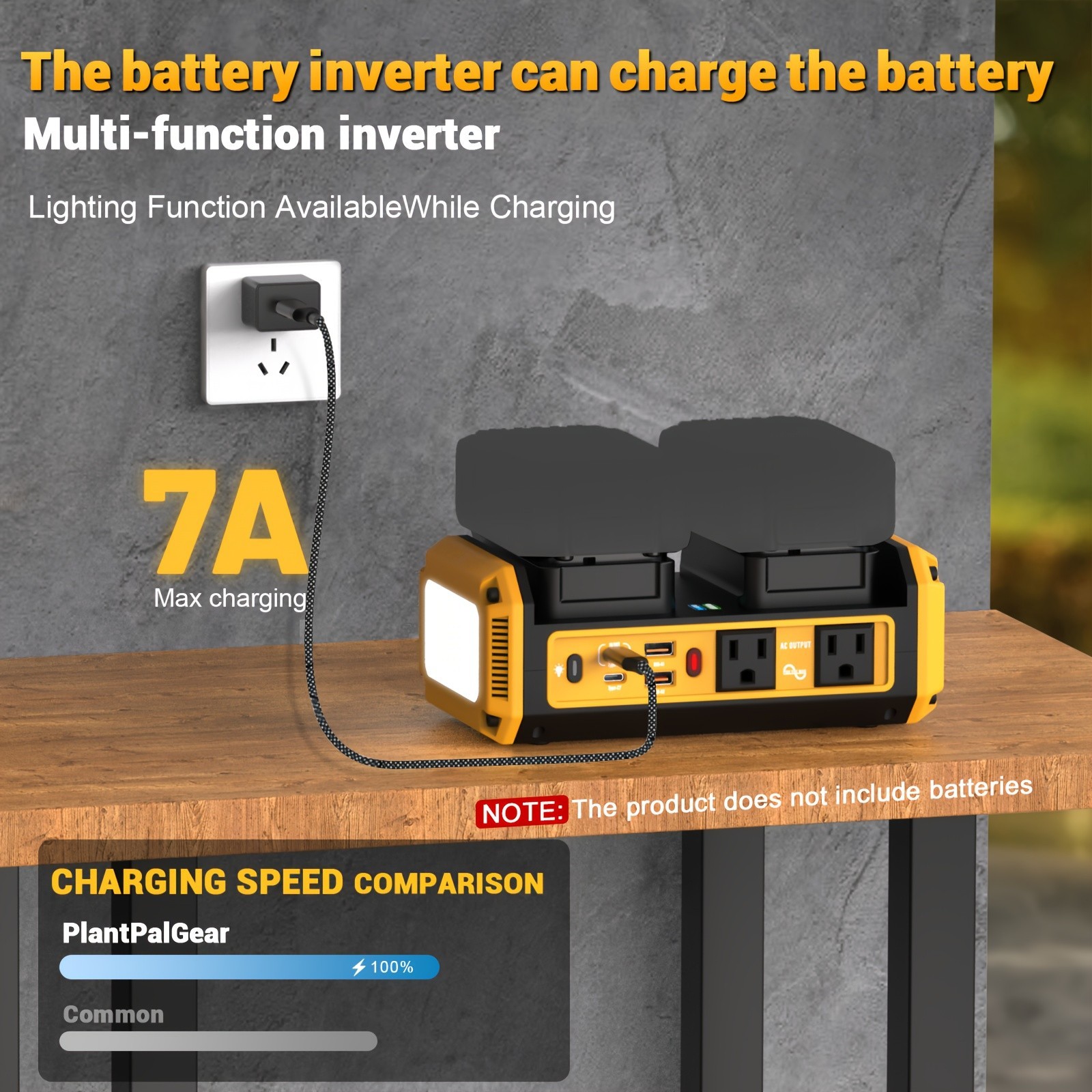 350W Pure Sine Wave Power Inverter Compatible with Dewalt 20V Battery