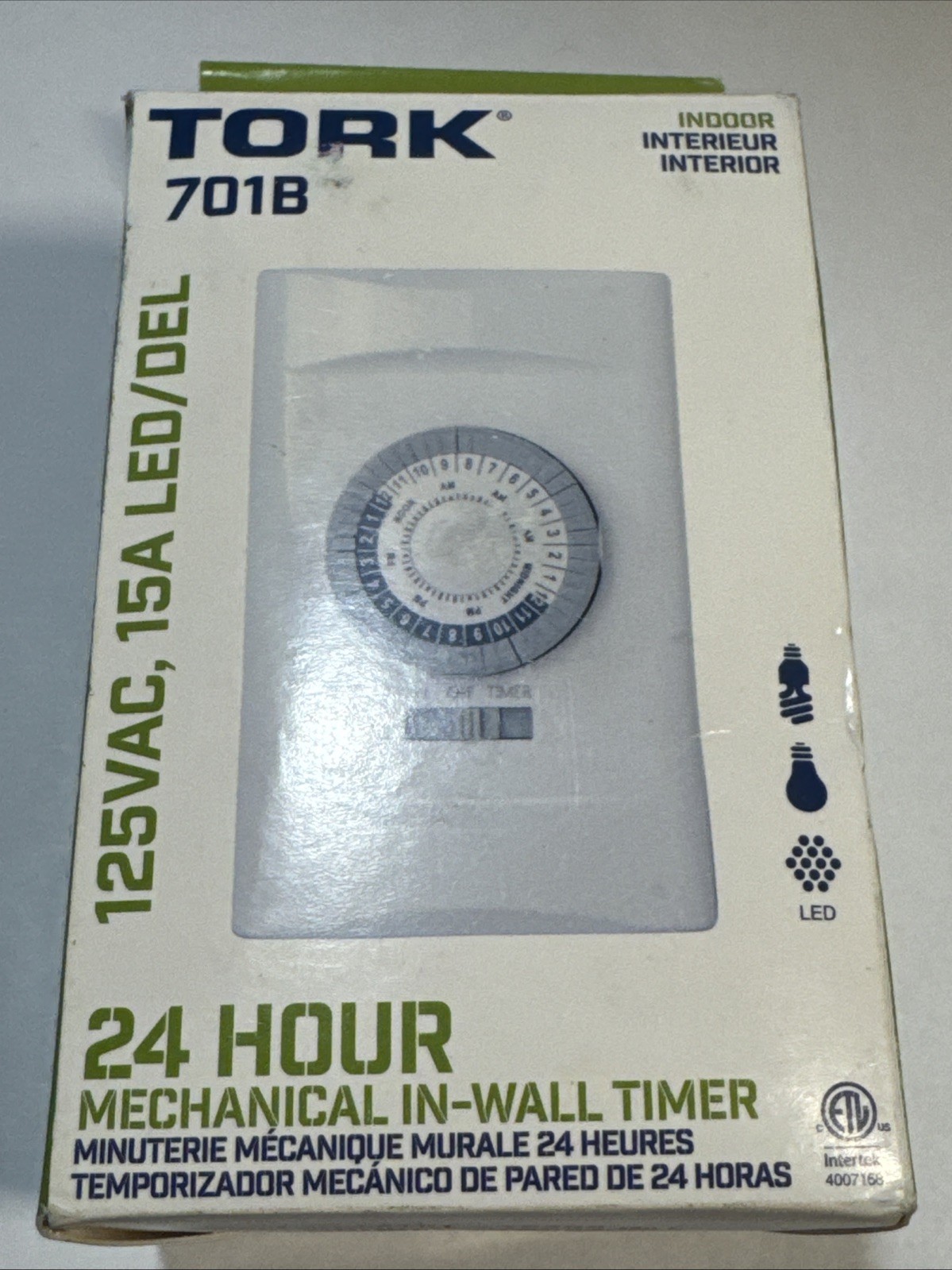Tork 701B Interior Lighting Timer Home White 24-Hour Mechanical Wall Switch