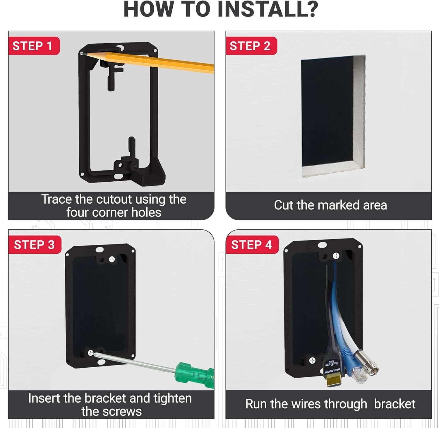 Flush Mount 1-Gang Low Voltage Bracket – Versatile Cable Management Solution