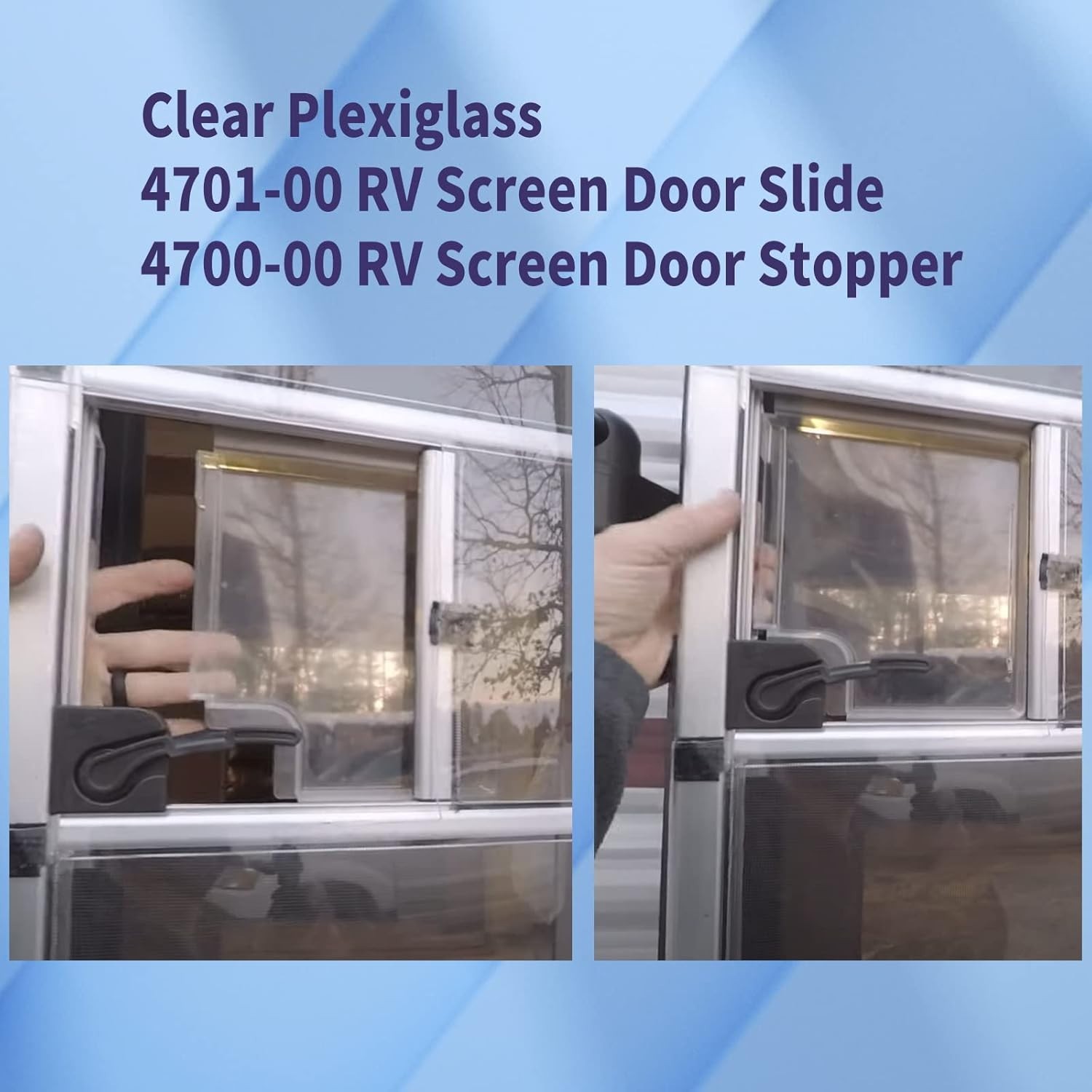 4701-00 RV Screen Door Slide Panel Replacement Clear Plexiglass, 4700-00 Stop…