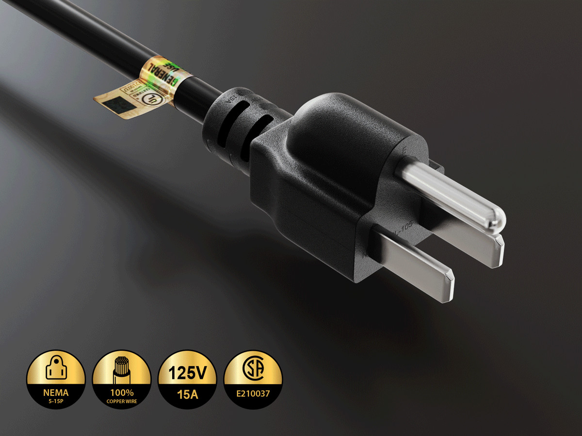 36 inches NEMA 5-15P to Dual 5-15R Power Extension Cord Splitter 14AWG 15A/12…