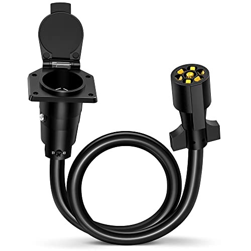 7-Way Trailer Extension Cord 3 Feet 7 Pin Connector Wiring Cable Plug 7 Prong