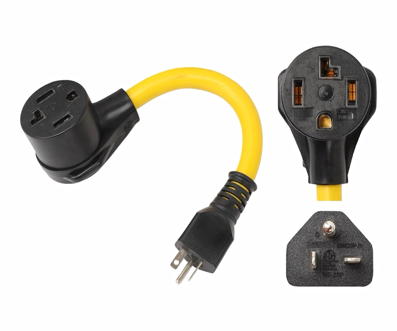 240V 20A Outlet Adapter Cord NEMA 6-20P to 14-30R Yellow NEW