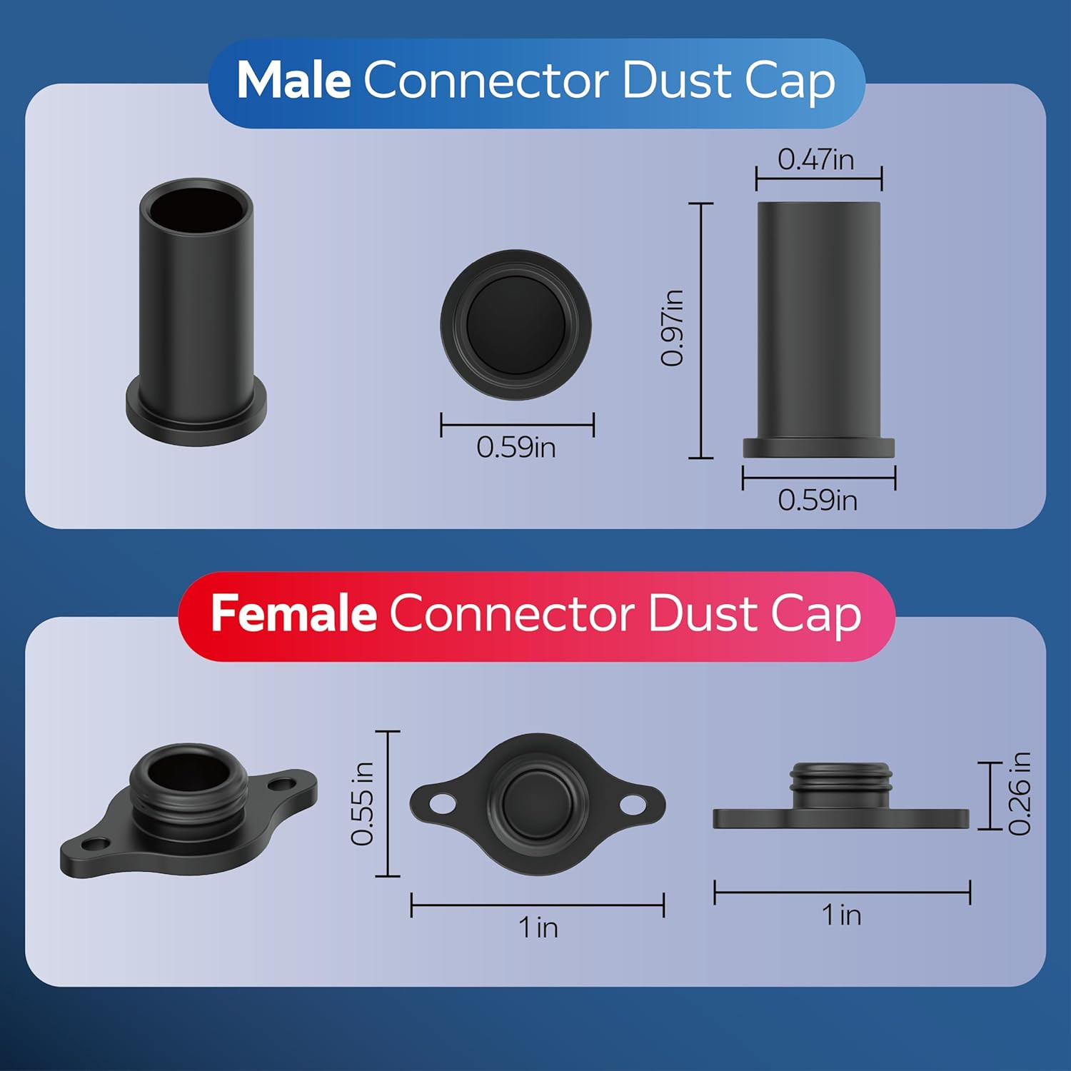 10 Pairs Solar Connector Caps, Waterproof Dust Covers for MC-4 Solar Connectors