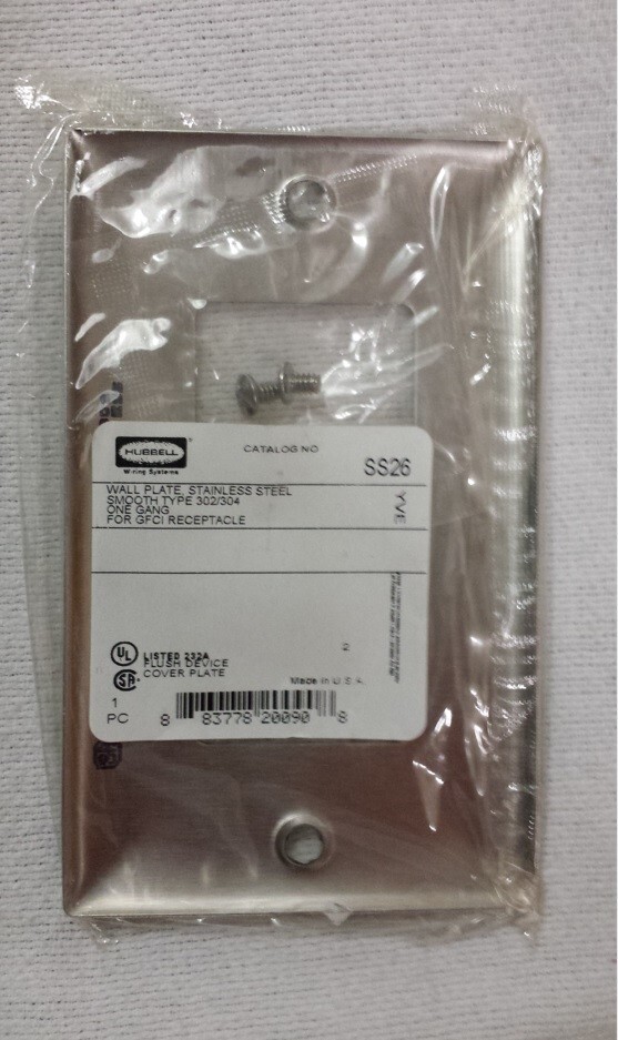 Hubbell SS26 Wiring 1-Gang Stainless Steel Wall Plate GFCI Receptacle Rectangle