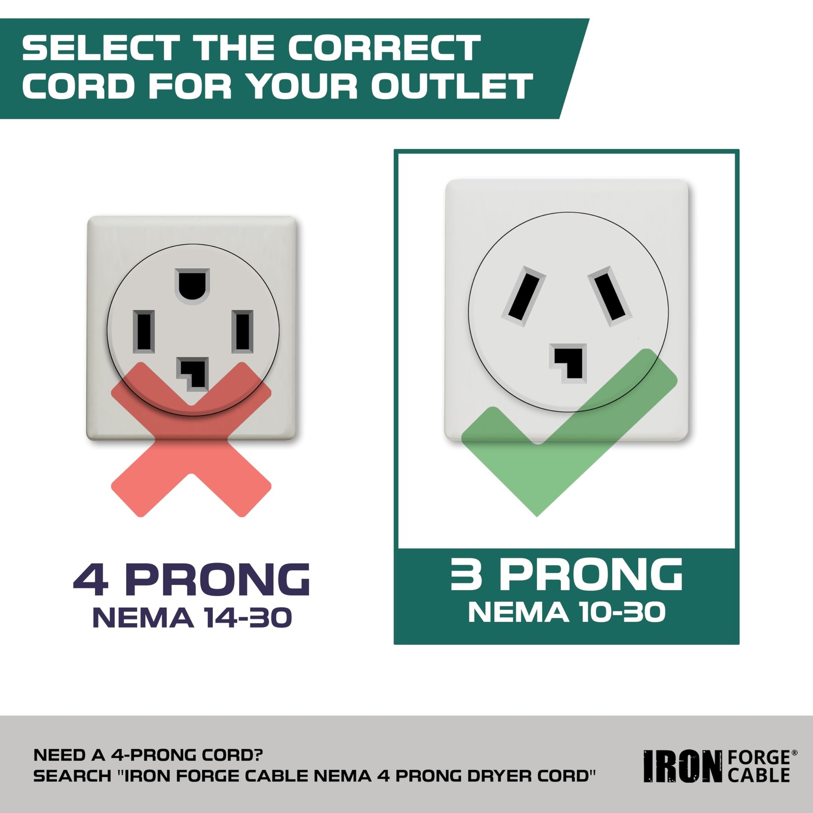 30 Amp 3 Prong Dryer Extension Cord 4 FT NEMA 1030 125V/250V SRDT 10/3 Gray