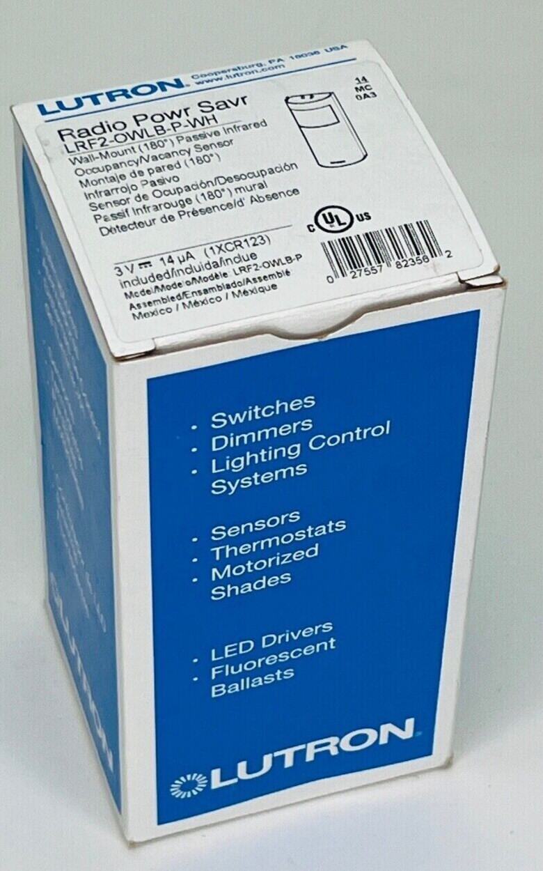 Lutron LRF2-OWLB-P-WH Radio Powr Savr 180 Wall Mount Occ Sensor NIB – Price Each