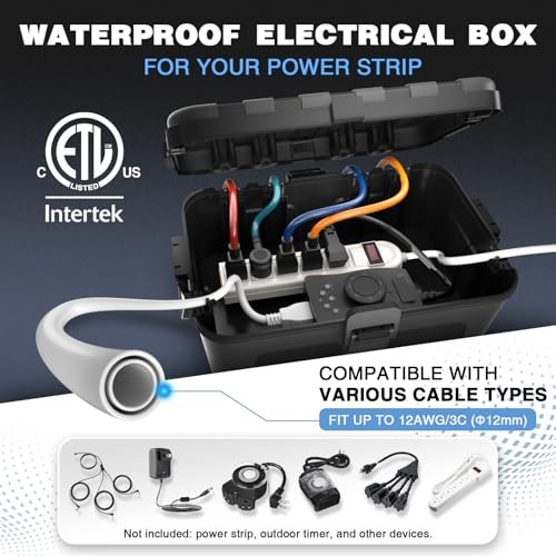 Large Outdoor Electrical Box (12.5 x 8.5 x 5 inch), IP54 Waterproof Black