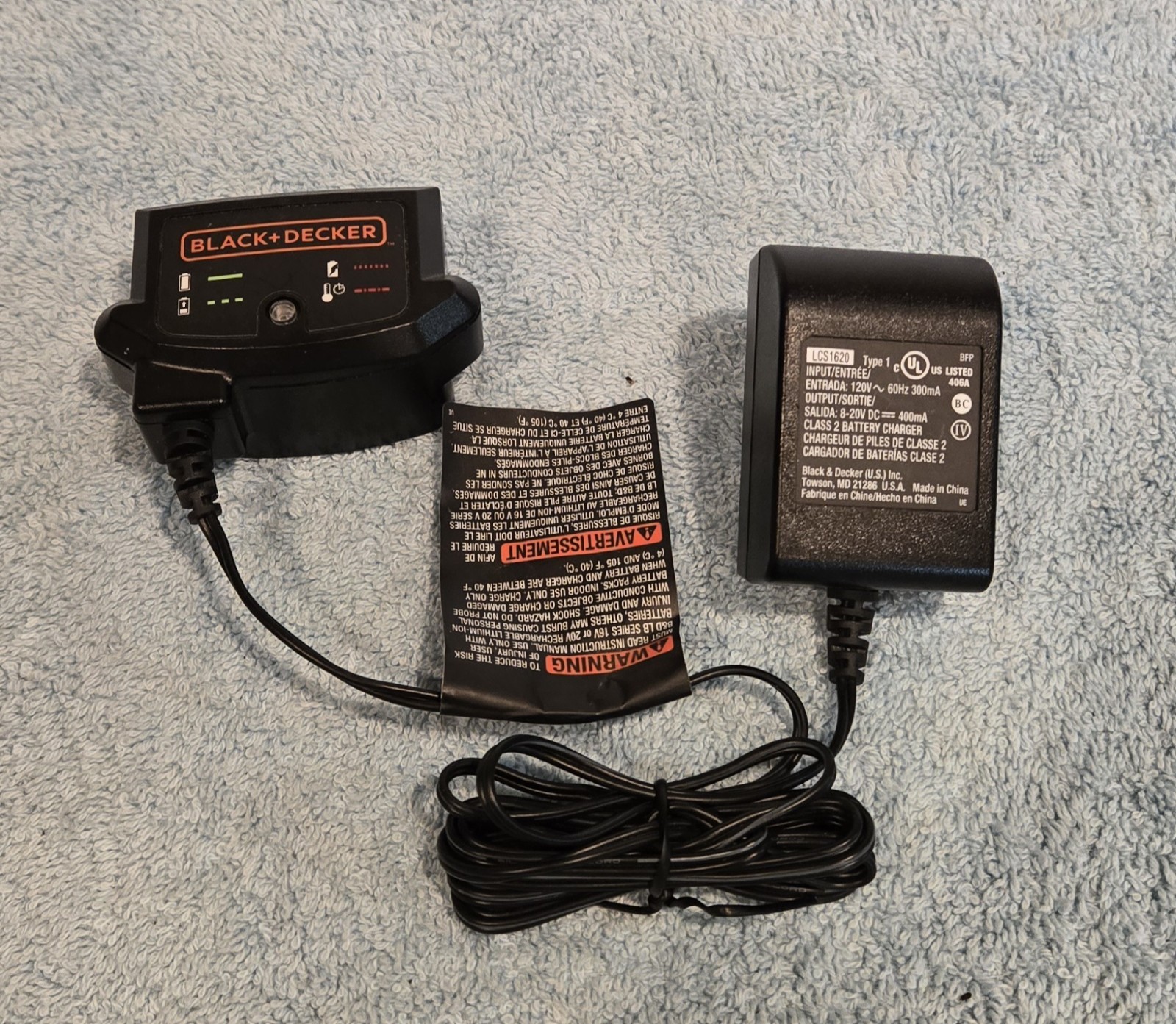 BLACK+DECKER LCS1620B Black 20V MAX Lithium Battery Charger Digital Indicator.