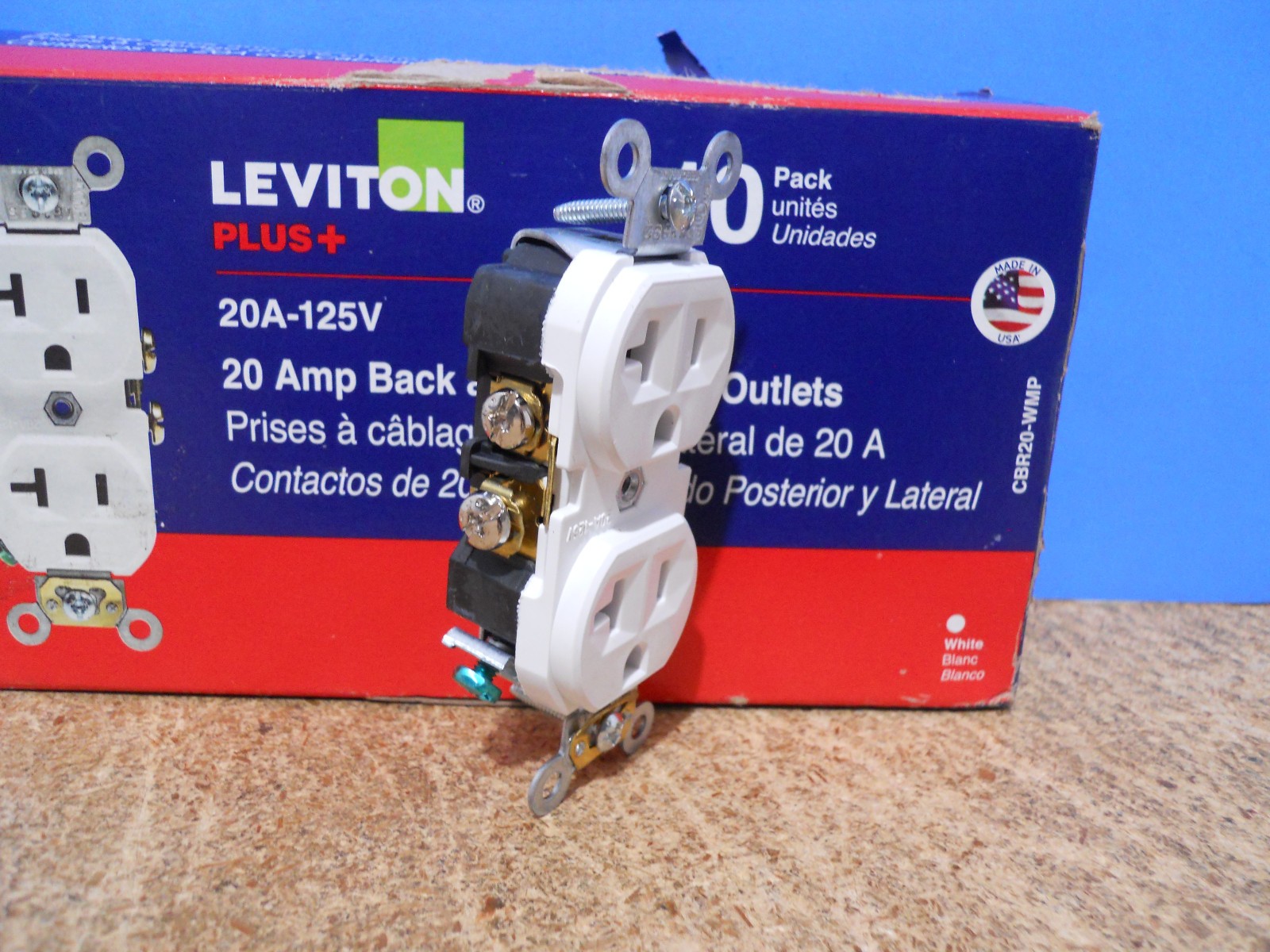 Leviton Plus 20A 125V 20 AMP Duplex Outlet 10 Pack CBR20-WMP