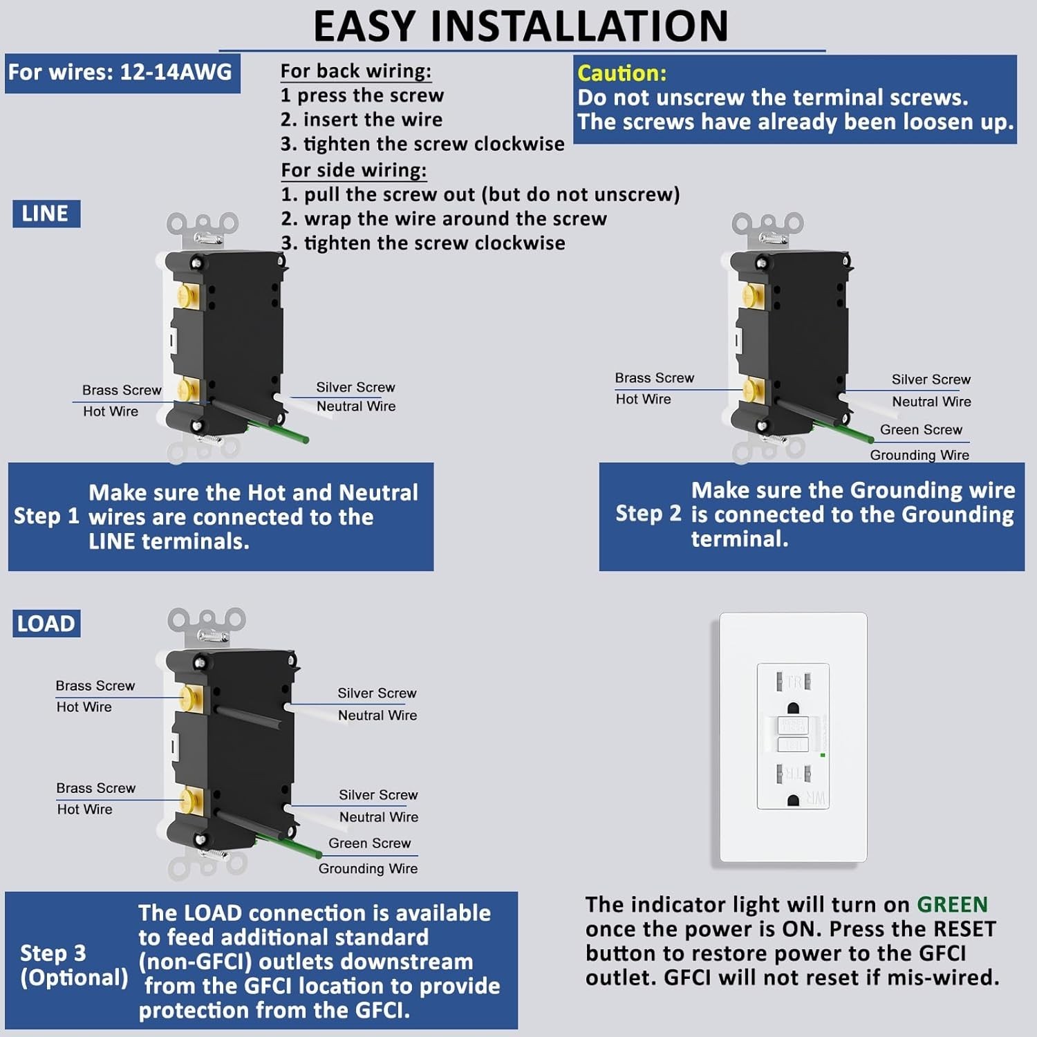 10Pack GFCI Outlet 15Amp, UL Listed Self-Test Tamper Resistant with Wall plates