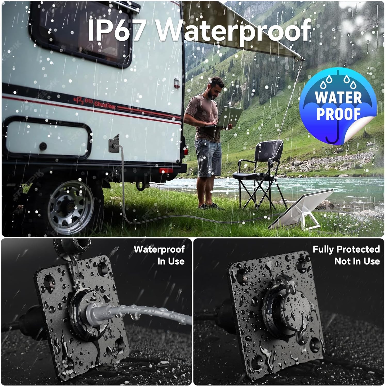 Waterproof Socket Passthrough for Starlink Mini, Aluminum DC 5.5 x 2.1 Female
