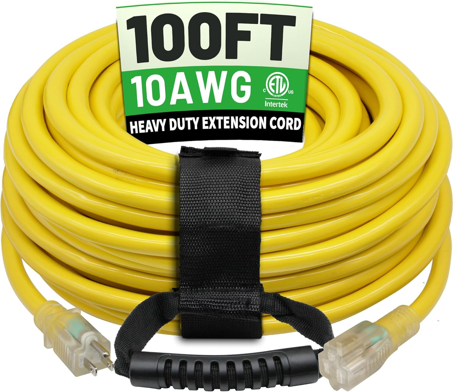 25 Ft 10AWG Black Outdoor Extension Cord Waterproof Heavy Duty 10 Gauge 3 Prong,