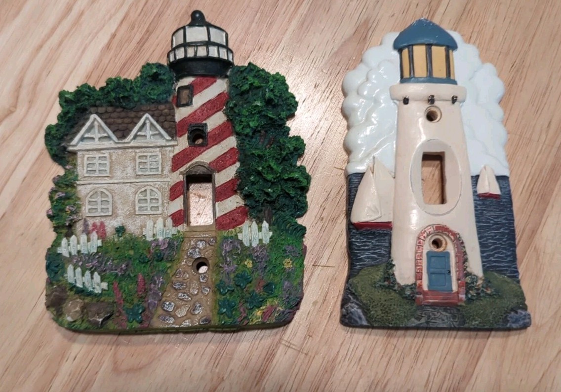 Lot 2 Lighthouse Wall Switch Covers Resin 1 Transfar Intl Corp & 1 Unbranded