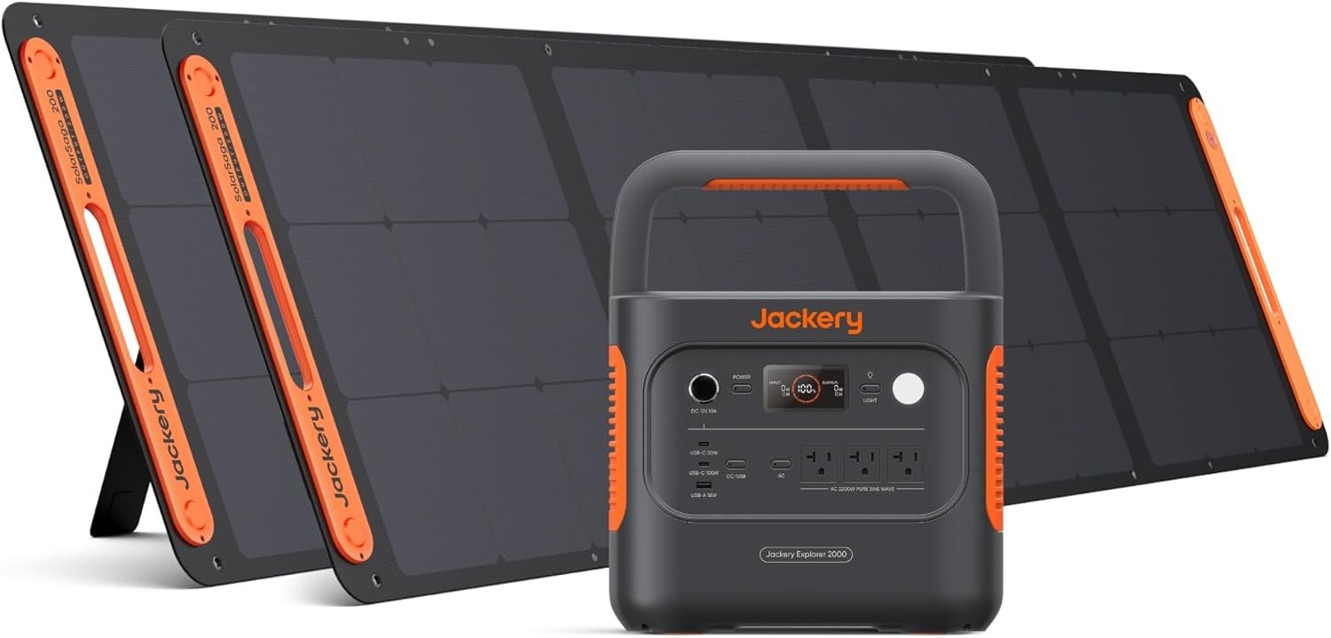 Jackery Explorer 3000 v2 Black Portable Power Station with 200W Solar Panel Set