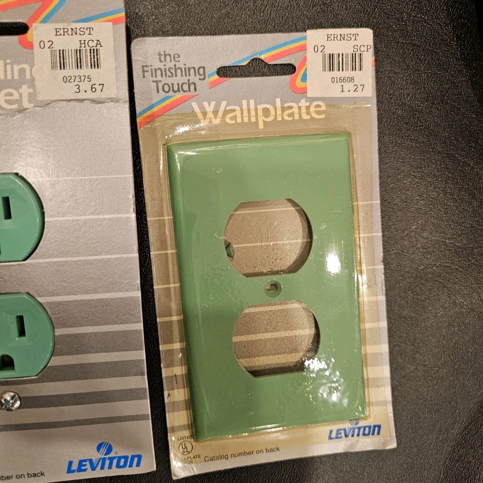 NOS New Mint Green Wallplate Grounding Outlet Switch Plate Set Vintage New B84