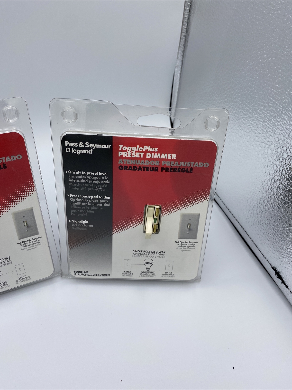 LOT OF 3 Pass & Seymour Legrand Toggleplus preset dimmer T600ELAV almond color