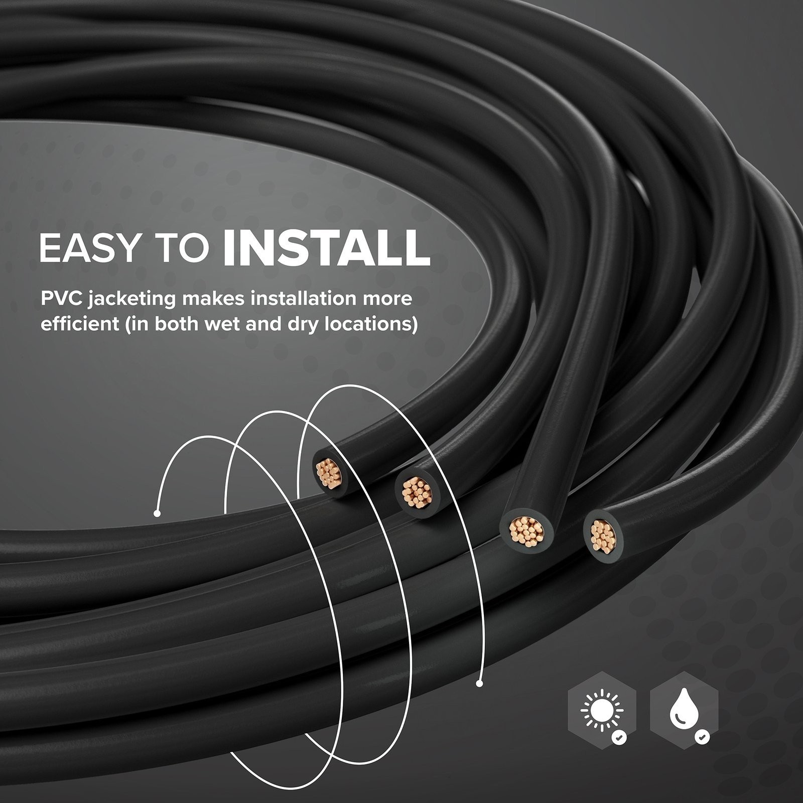 10 AWG Black THHN / THWN – Stranded Copper Electrical Wire, 150 Feet (45 Meter)