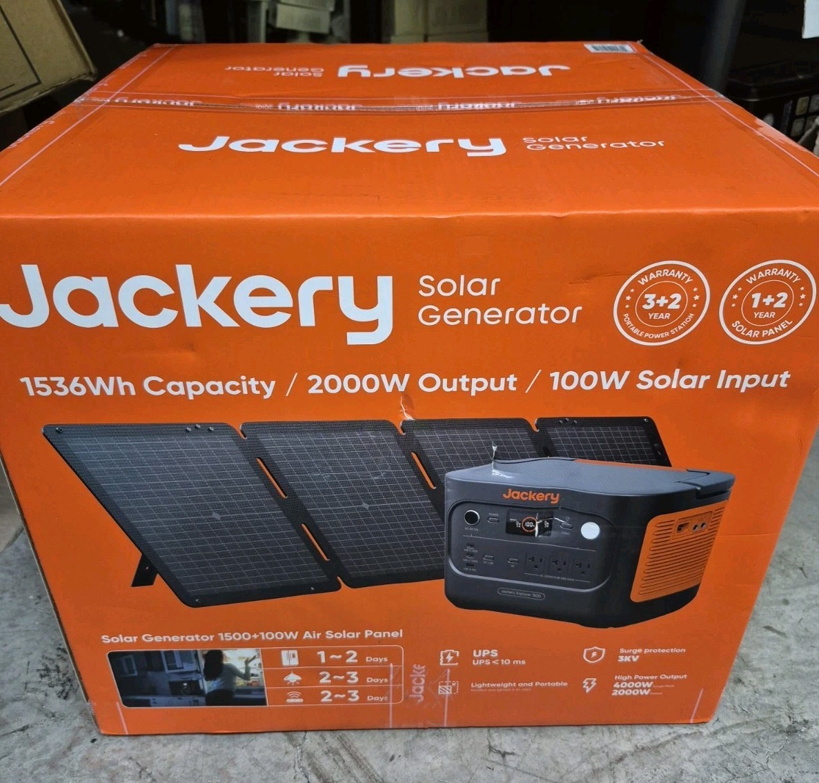 Jackery Explorer 1500 v2 Solar Generator with 100 Air Solar Panel