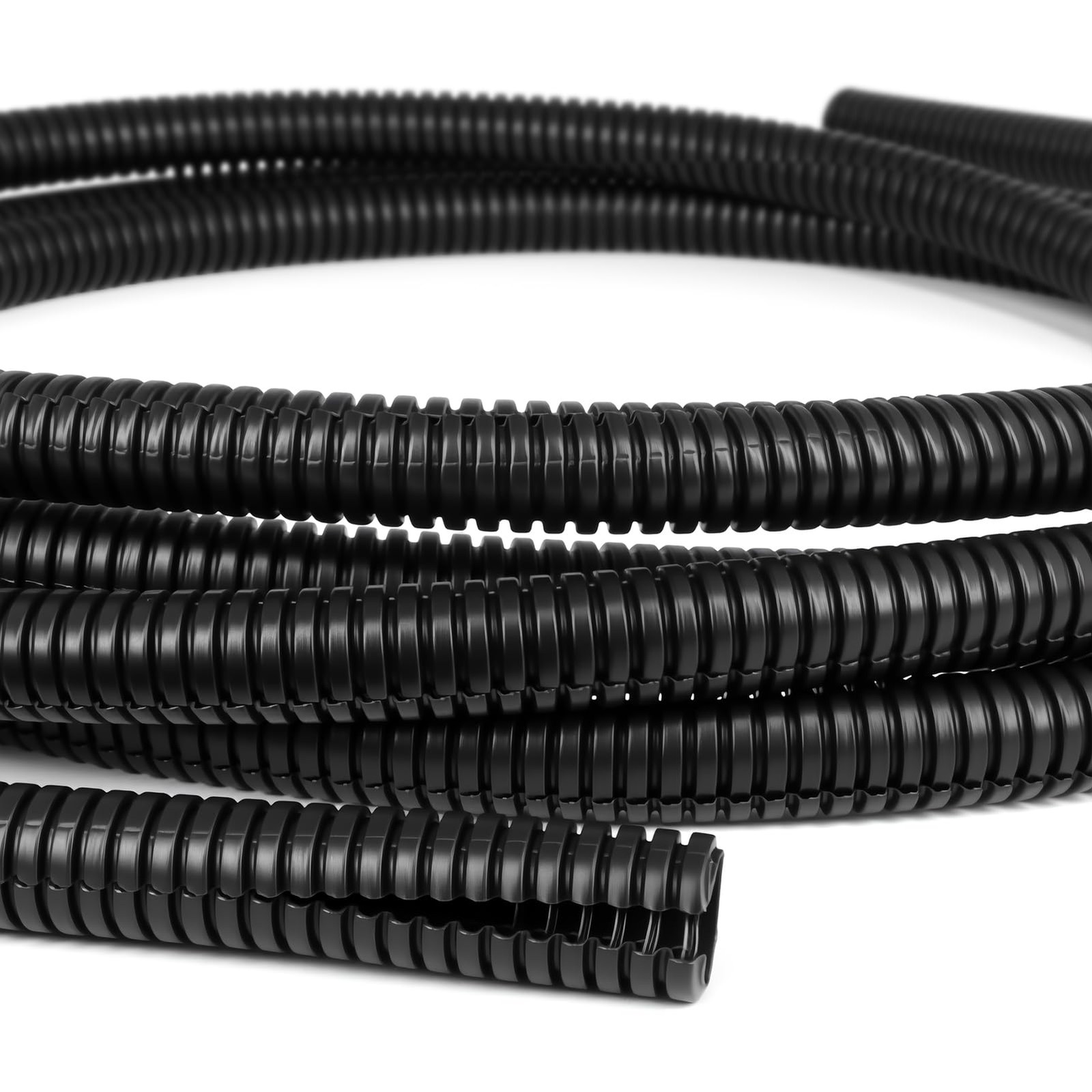 Split Wire Loom Tubing,10,25ft Cord Protectors from Pets No 0.3in-10ft, Black