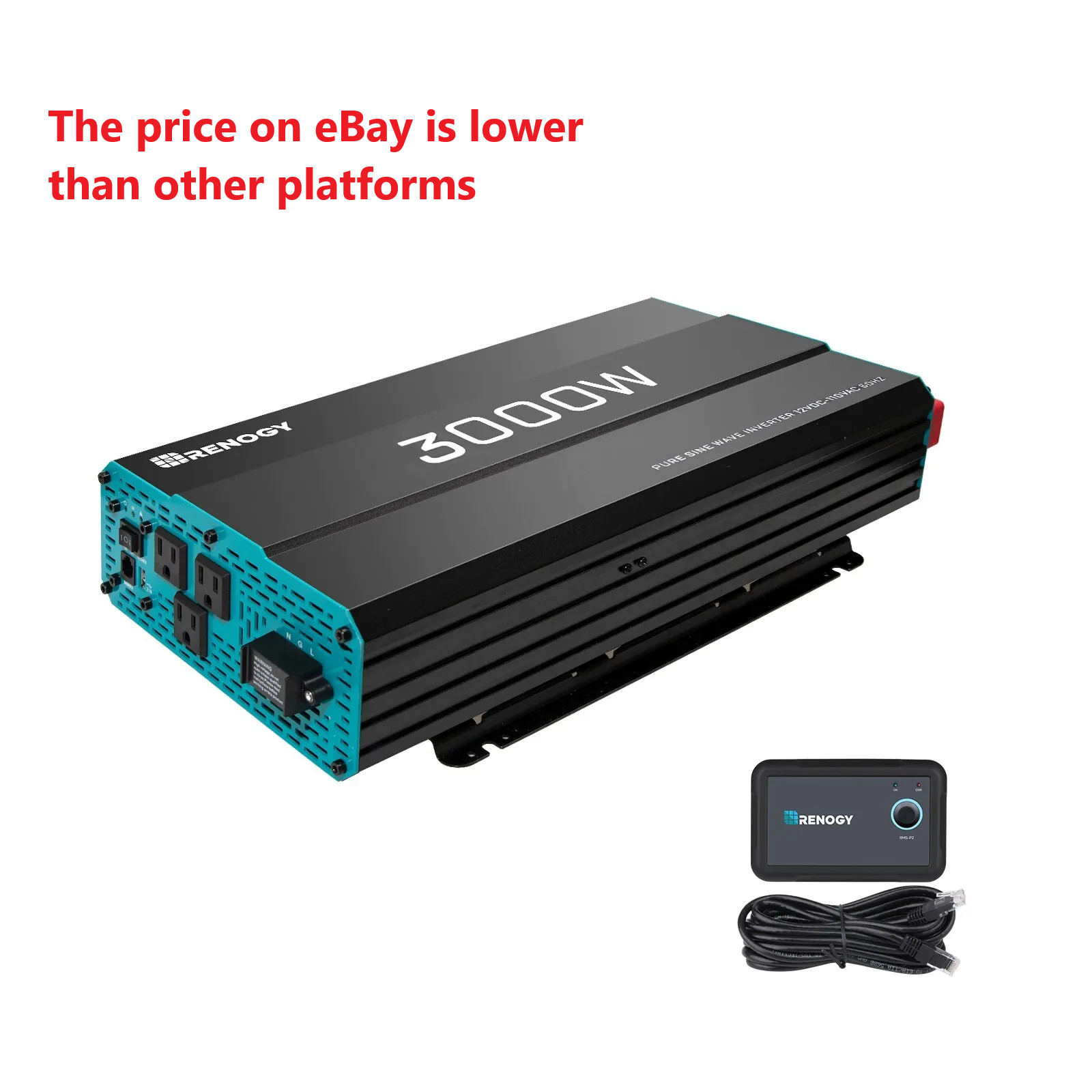 Renogy 3000W Pure Sine Wave Inverter 12V DC to 120V AC Converter for Home, RV