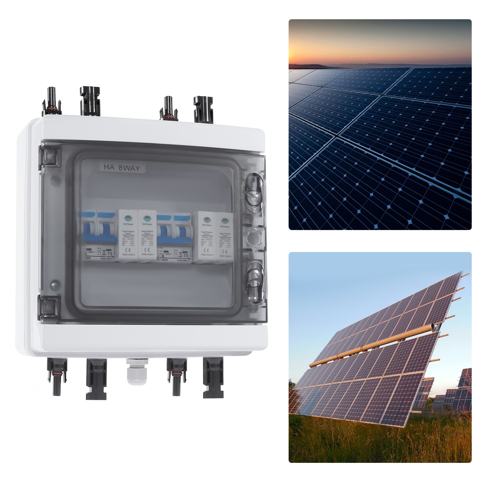 1000V 40A Solar PV Combiner Box 2 in 1 out 2 String Wasserdicht Kunststoff