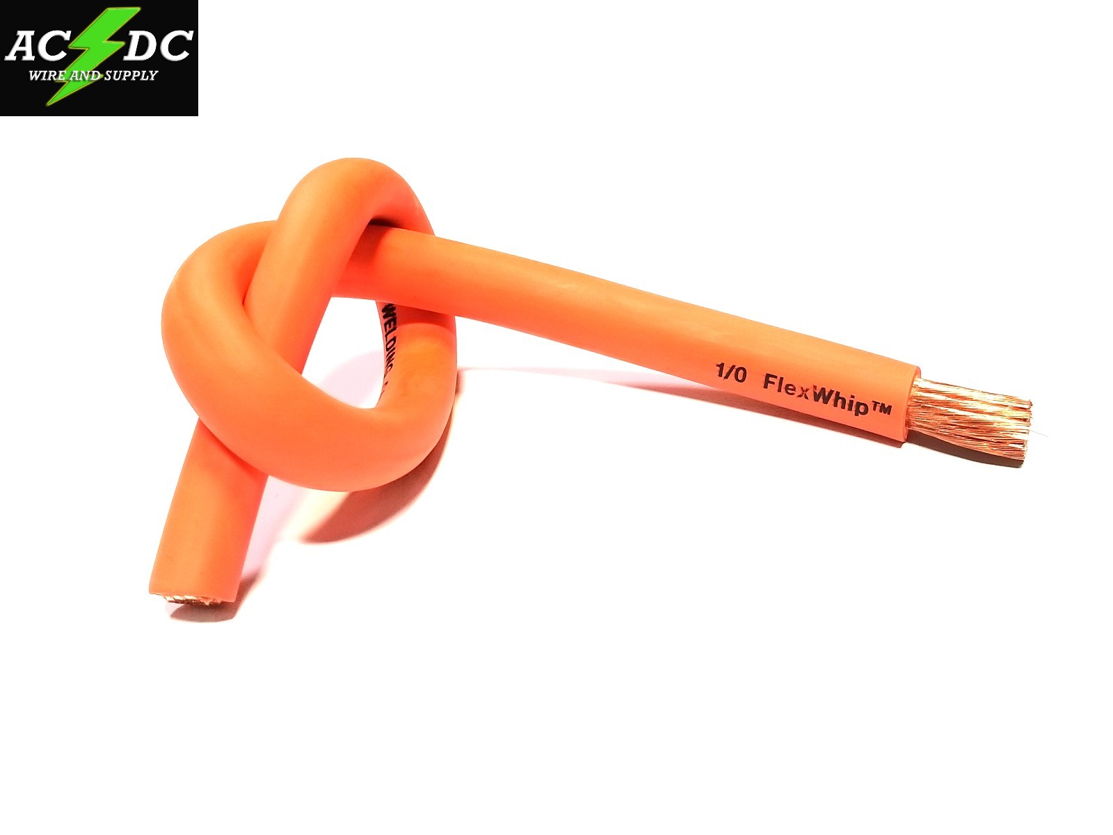 Battery Cable Pure Copper ORANGE FLEX WHIP Power Wire 1/0 or 2/0 Gauge AWG