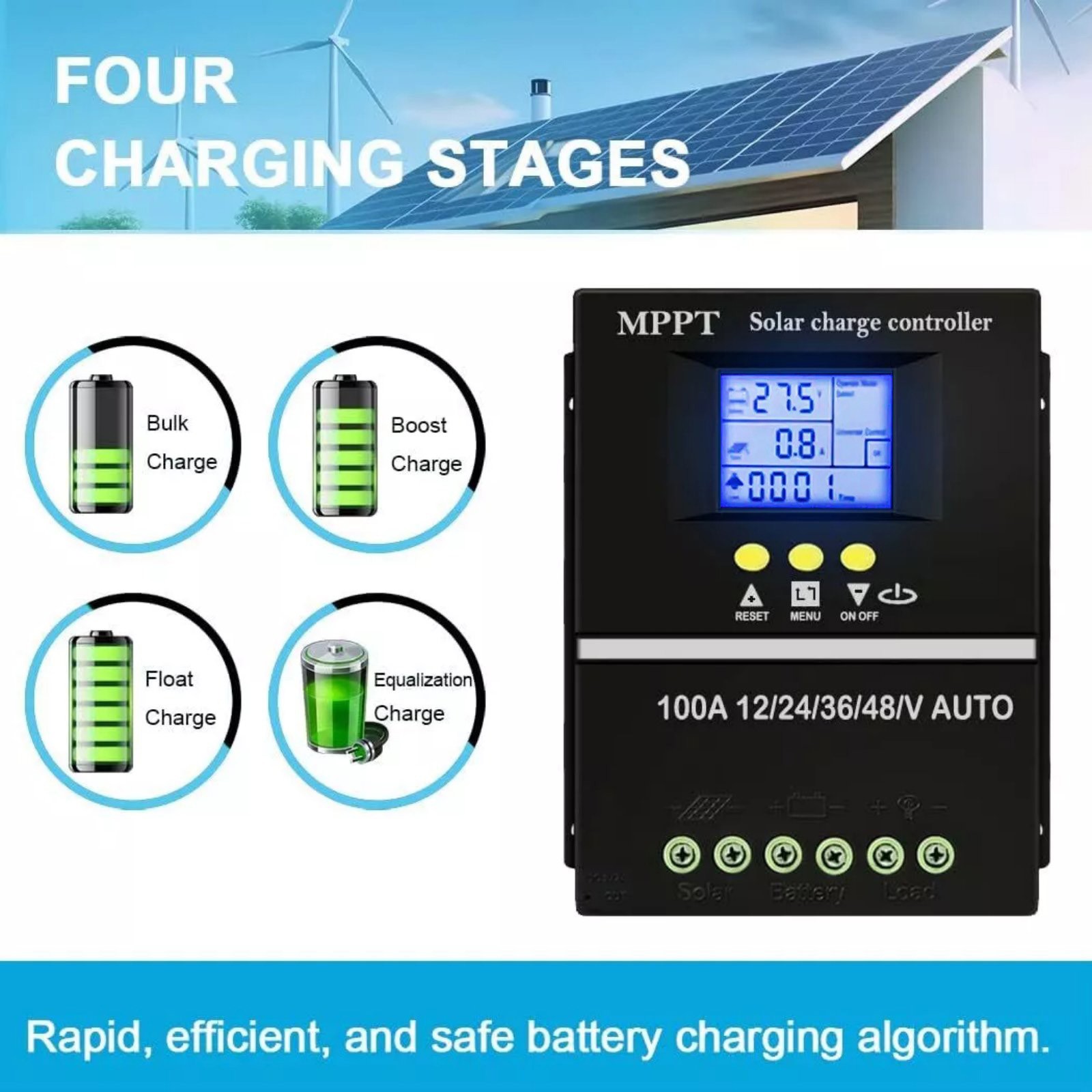 1pc MPPT 100A Solar Charge Controller For 12V 24V 36V 48V PV Battery Regulator