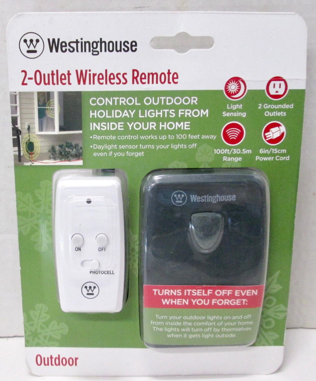 Westinghouse 2 Outlet Grounded Outdoor Wireless Remote Control – New/Sealed