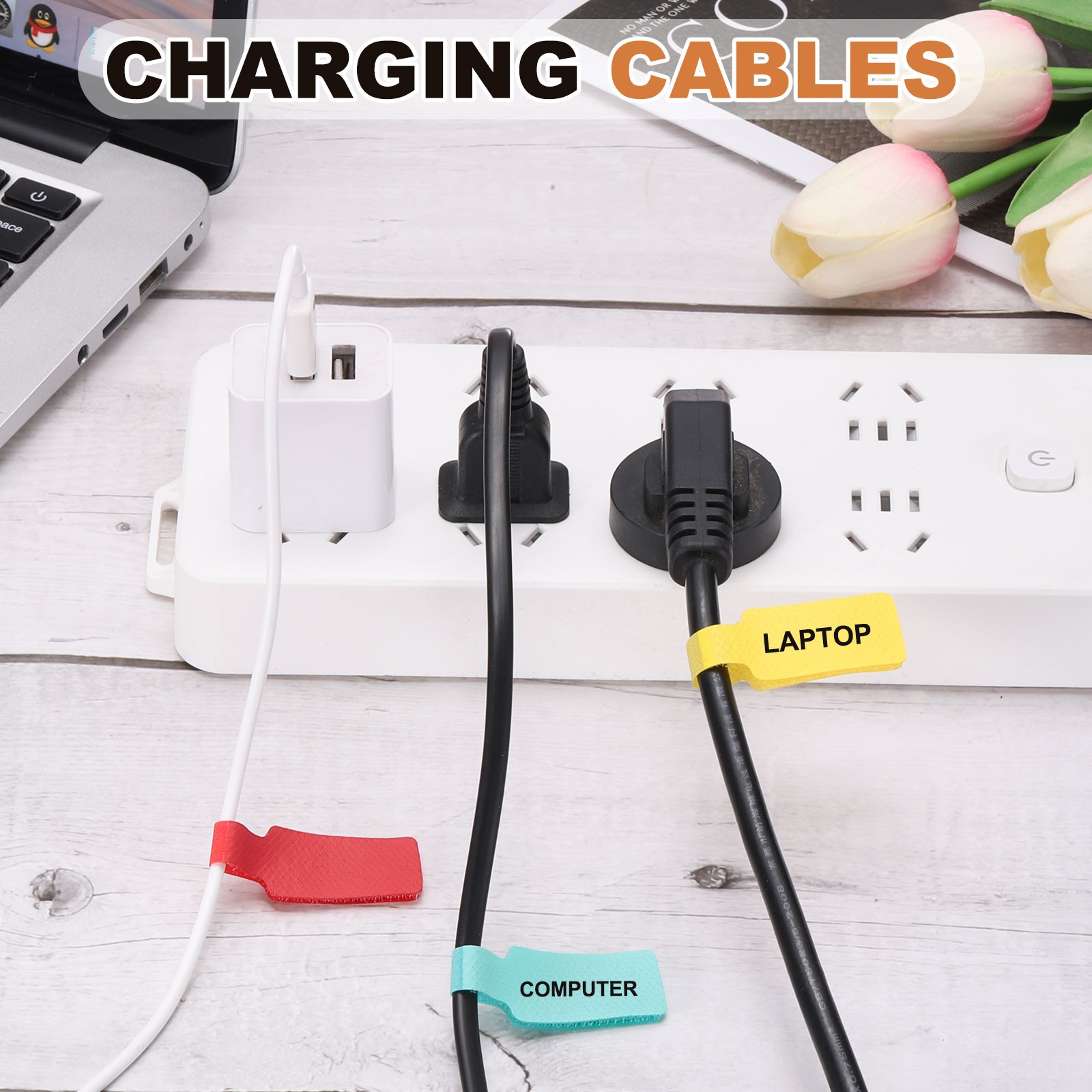 16Pcs 1.8″ Rectangle Cable Labels Tags Red