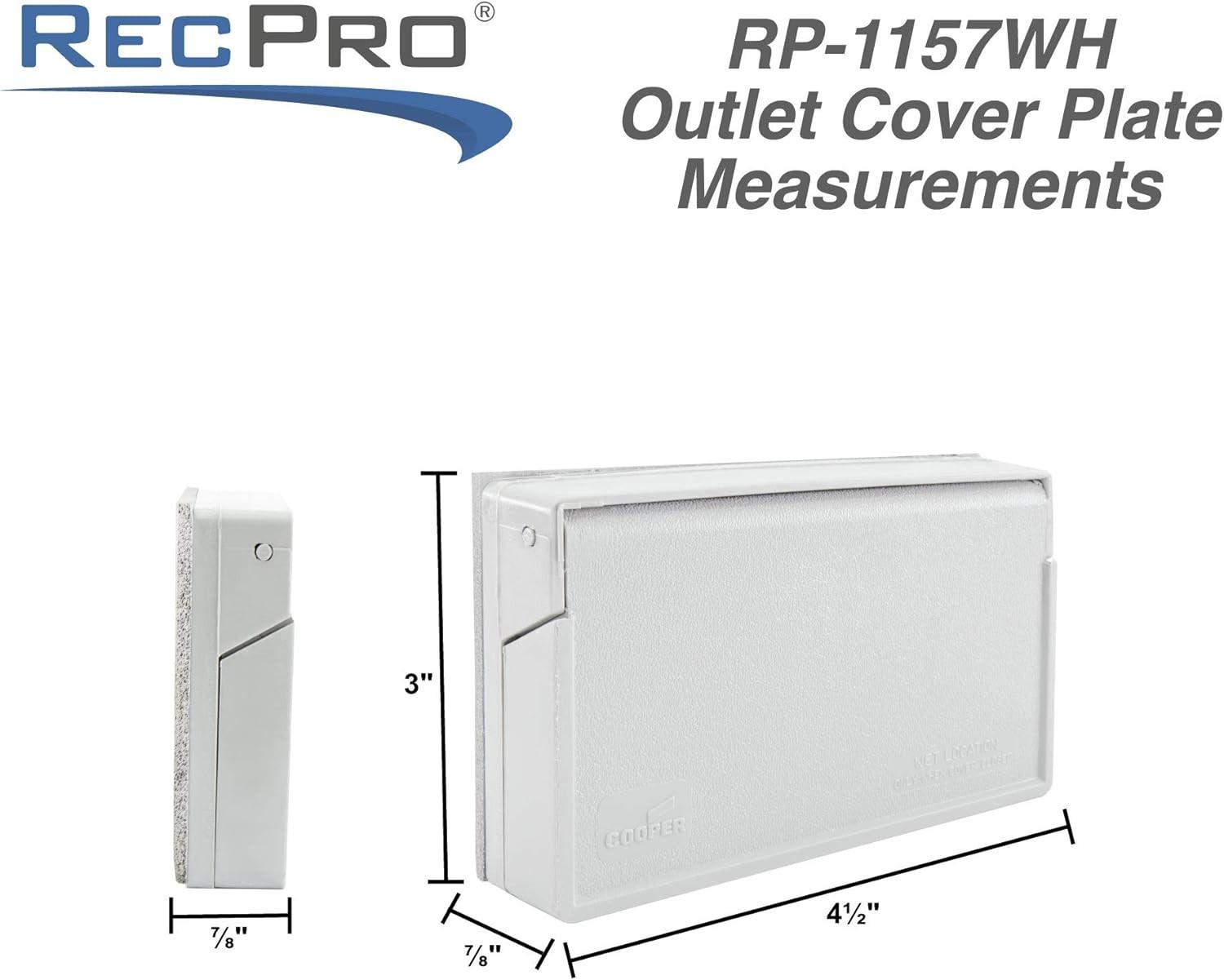 RV Exterior GFCI Outlet Cover Plate | Weatherproof | White