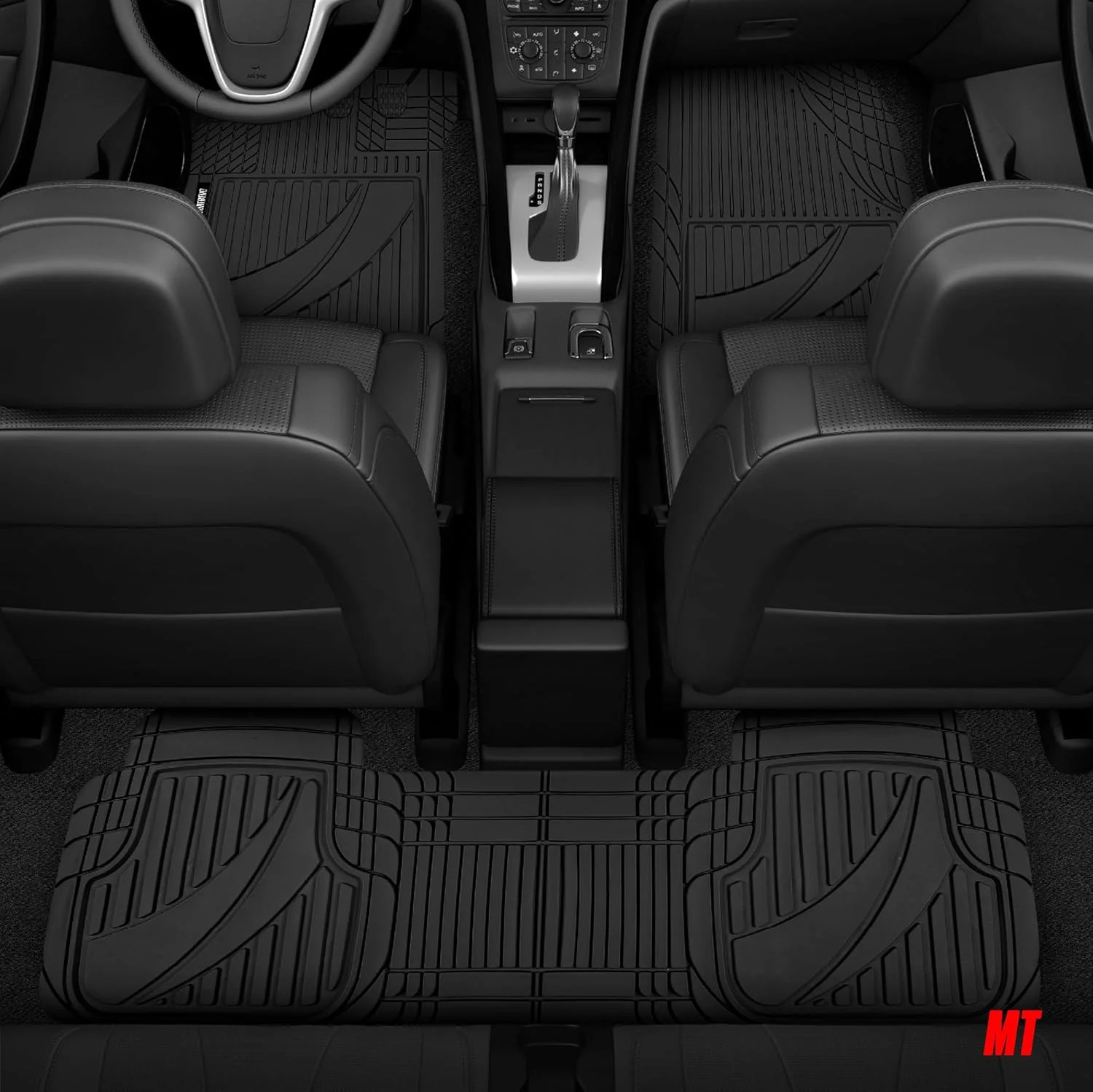 Motor Trend FlexTough Advanced Heavy Duty Black Rubber Car Floor Mats & Cargo Li