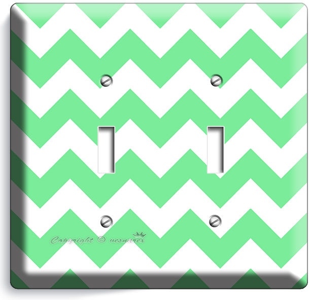 CHEVRON LITE GREEN STRIPES PASTEL SINGLE LIGHT SWITCH WALL PLATE COVER ART DECOR