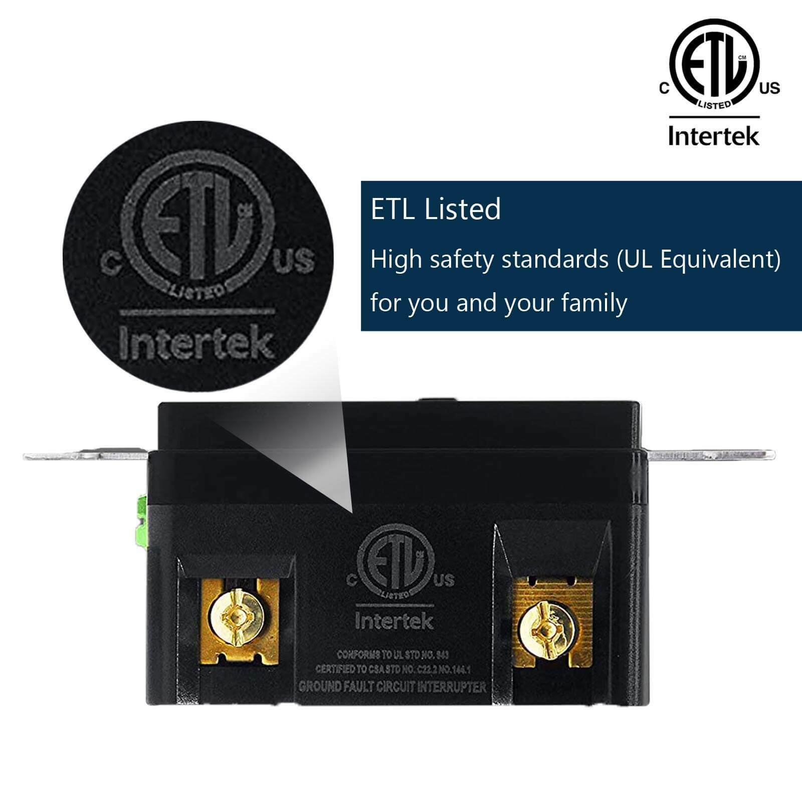 2PK 20A GFCI Outlet Receptacle Tamper Resistant ETL Listed GFI TR WR GFCI Black