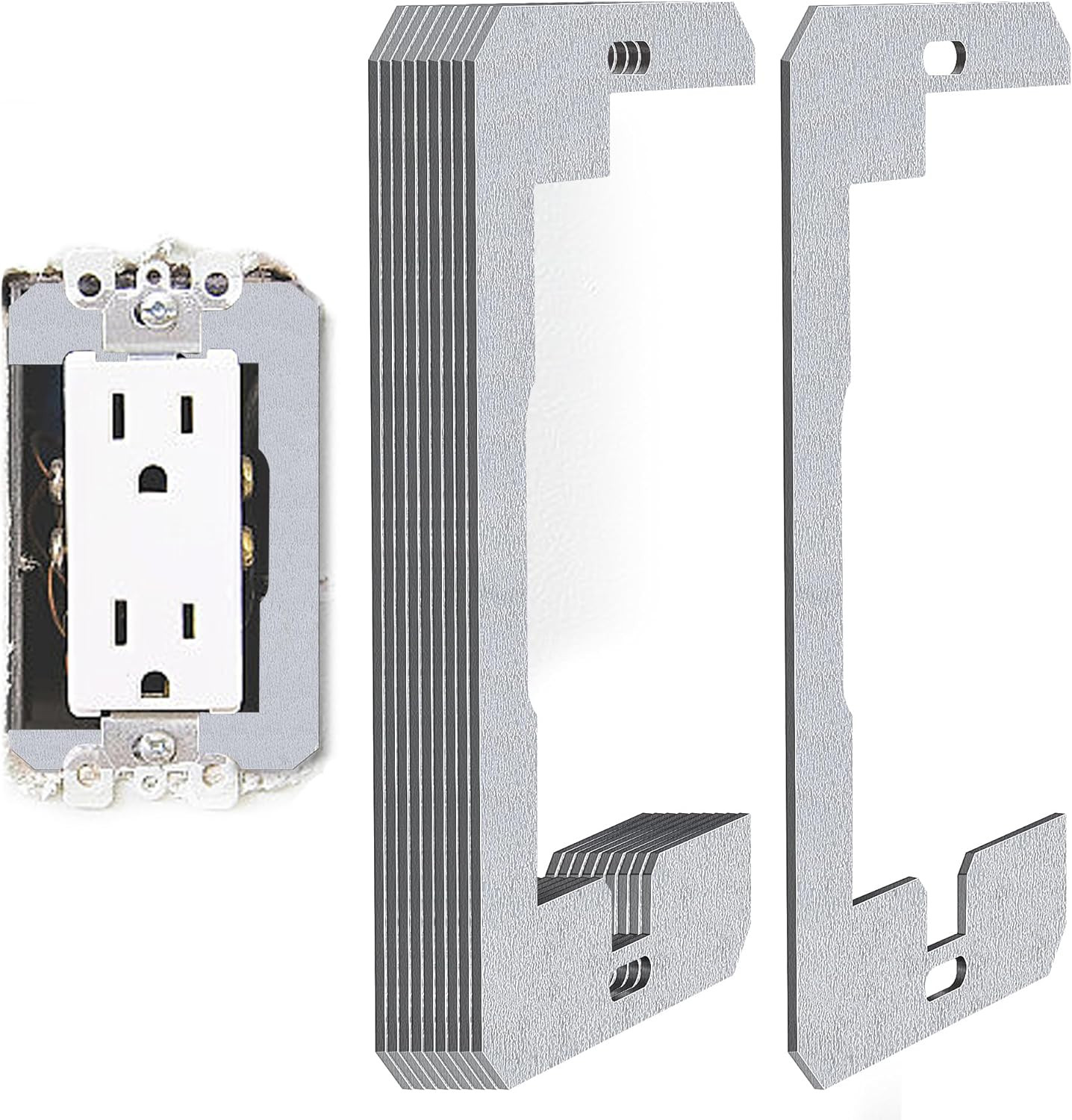 DECOHS 10 Pcs Wall Plate Spacer- Metal Flush Fit Device Leveling Plates- Recepta