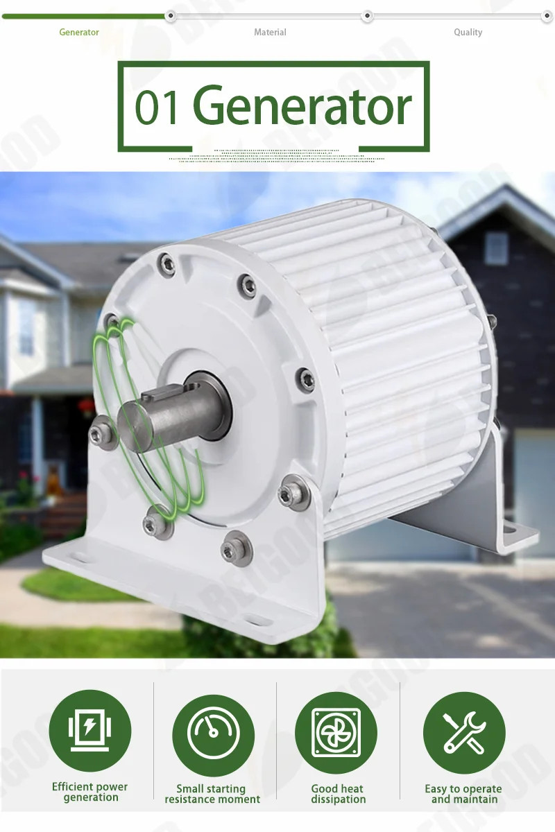 Generator System 1000-5000W 50HZ 12V-380V Gearless Permanent Magnet Generator