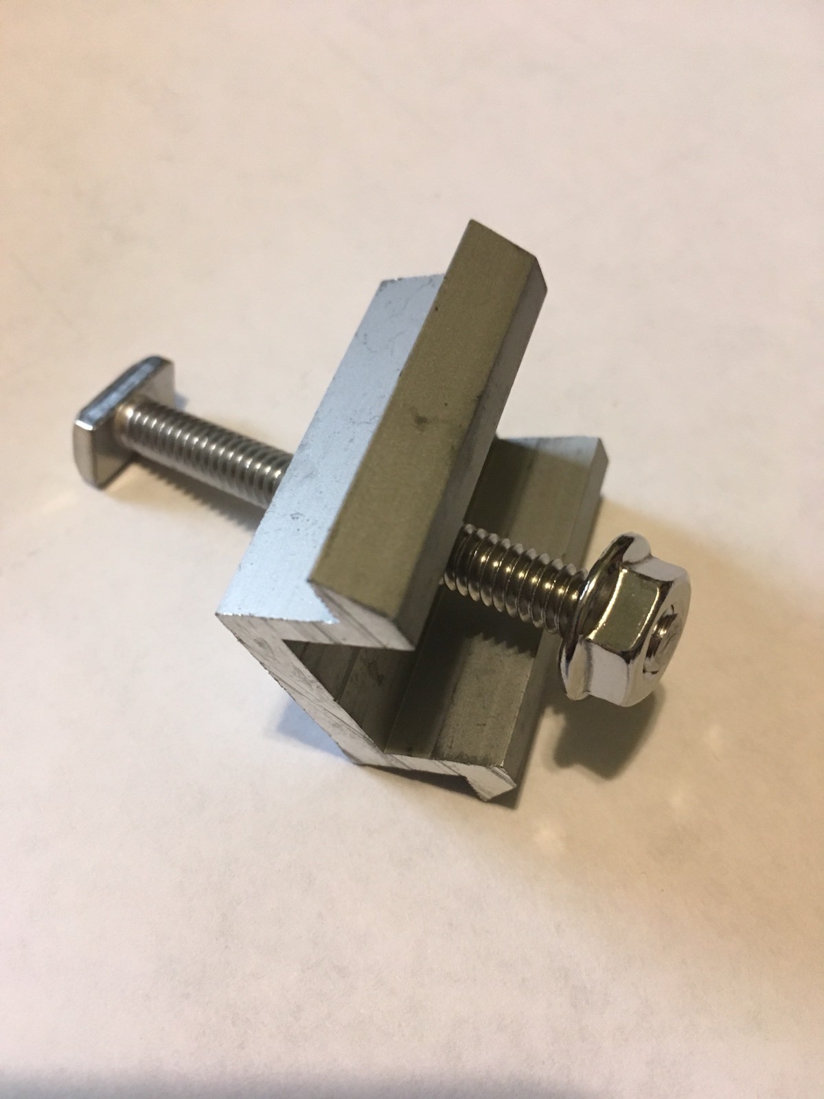 Lot of 4 UniRac Solar Mount Mid Clamps ABC 1.30″-1.42″ Clear Mill Finish