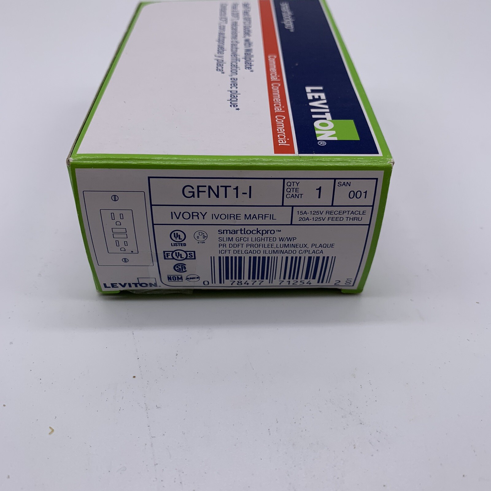 Leviton GFNT1-I 15A SLIM GFCI W/WP, UPC: 078477712542