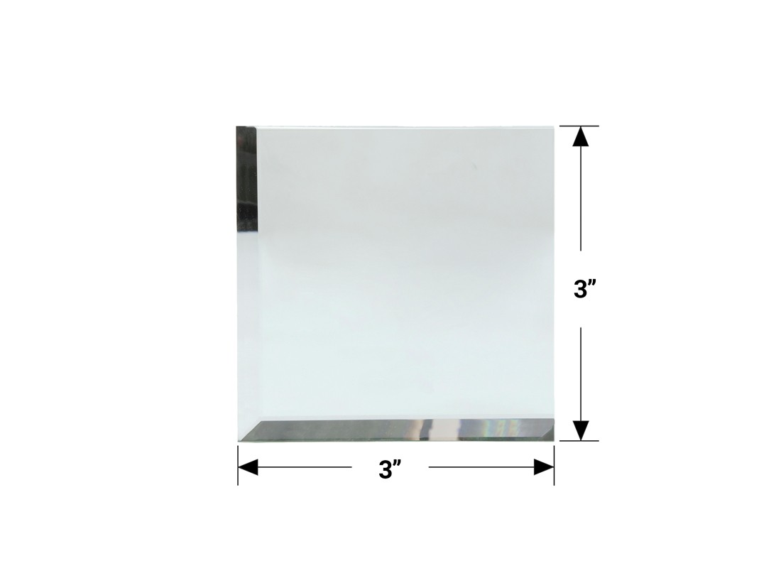 FHC BVM2C3 3″ x 3″ Square 2 Sides Beveled Clear Mirror Glass