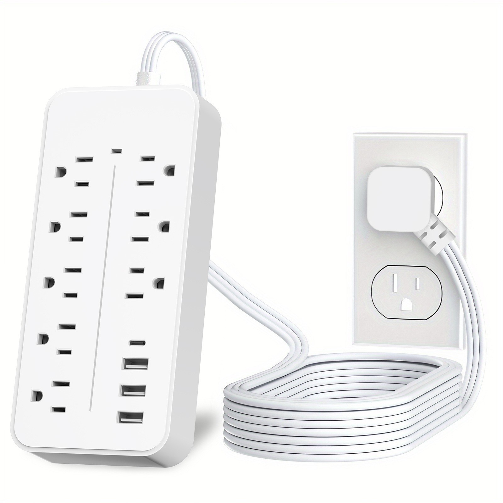 8 AC Outlets Power Strip, Surge Protector with 3 USB-A & Type C Ports, 5FT Cord