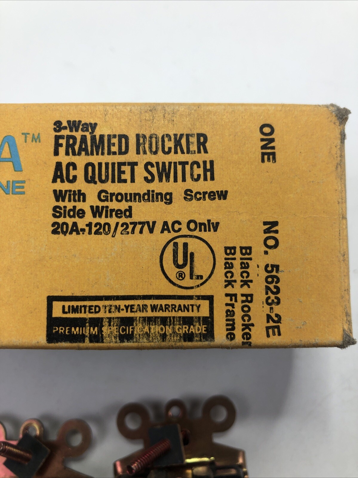(2) Leviton 5623-2E 20 Amp, 120/277 Volt, Decora Rocker 3-Way Quiet Switch Black