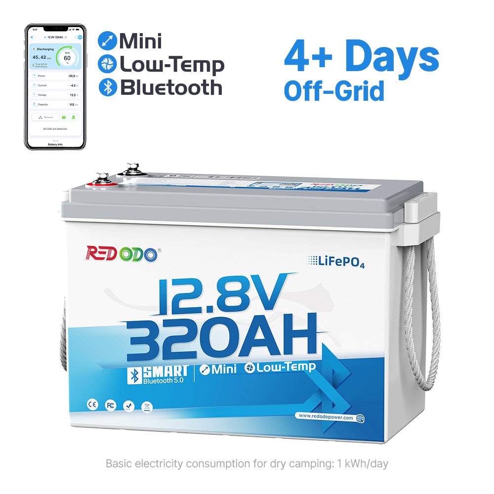 Redodo 12V 320Ah Mini Bluetooth LiFePO4 Battery LEAD-TO-LITHIUM RV Upgrade Kit