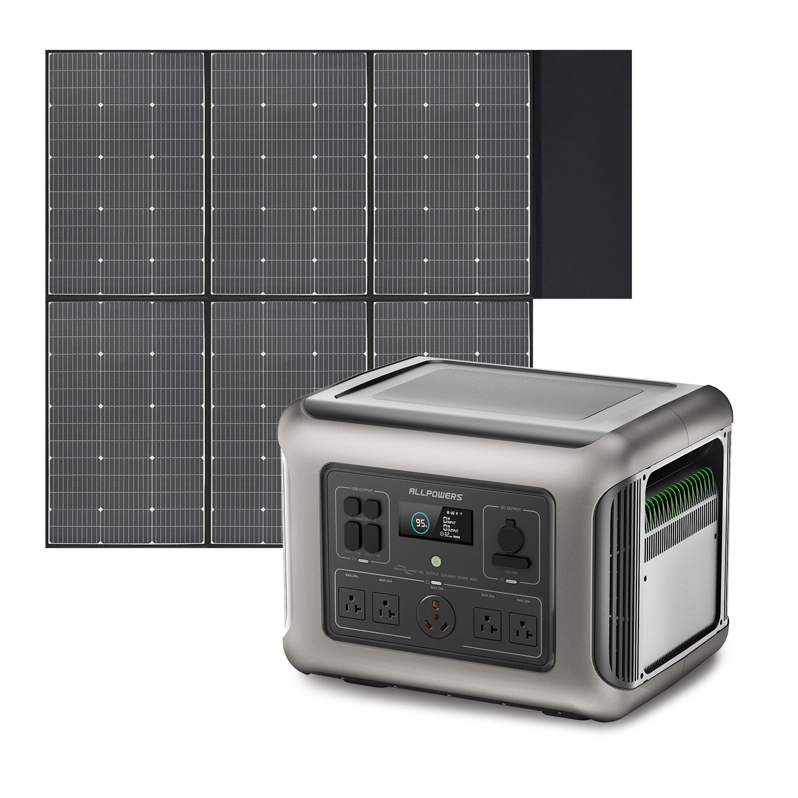 ALLPOWERS 2500W Solar Generator Power Station AC DC 600W Foldable Solar Charger