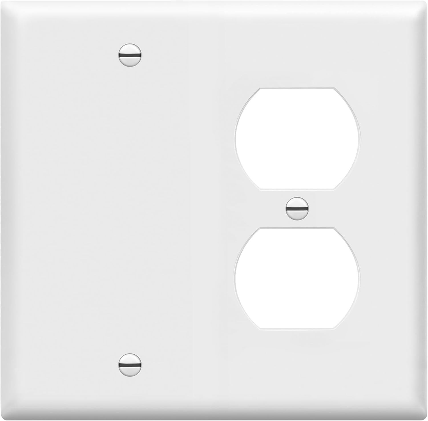 Combination Blank Device/Duplex Receptacle Outlet Wall Plate Cover Standard Size
