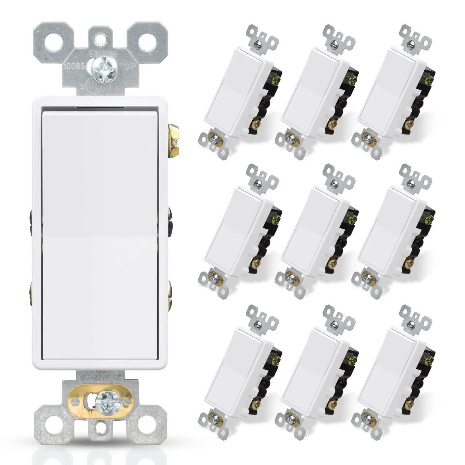 4 Way Decorative Light Switch 15Amp 120/277 Volt Ac Decora 10 Pack Glossy White