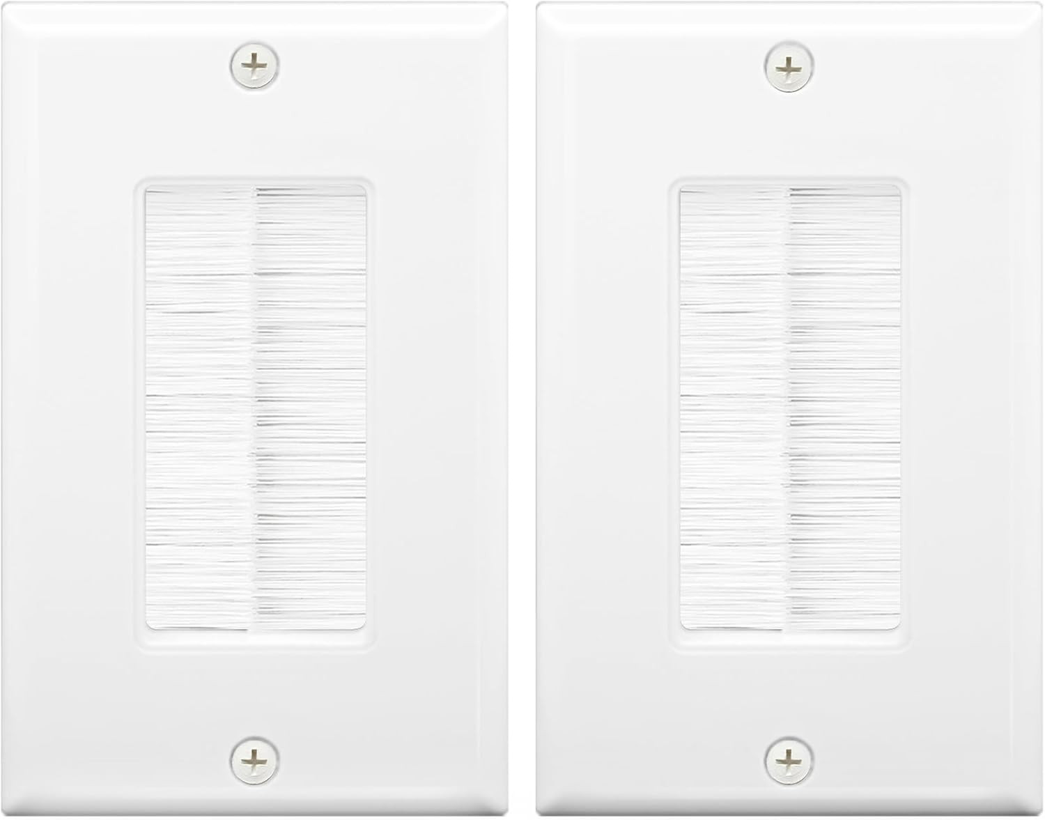 Brush Wall Plate Cable Pass Through, Single Gang Decorator Wall Cover for Low Vo