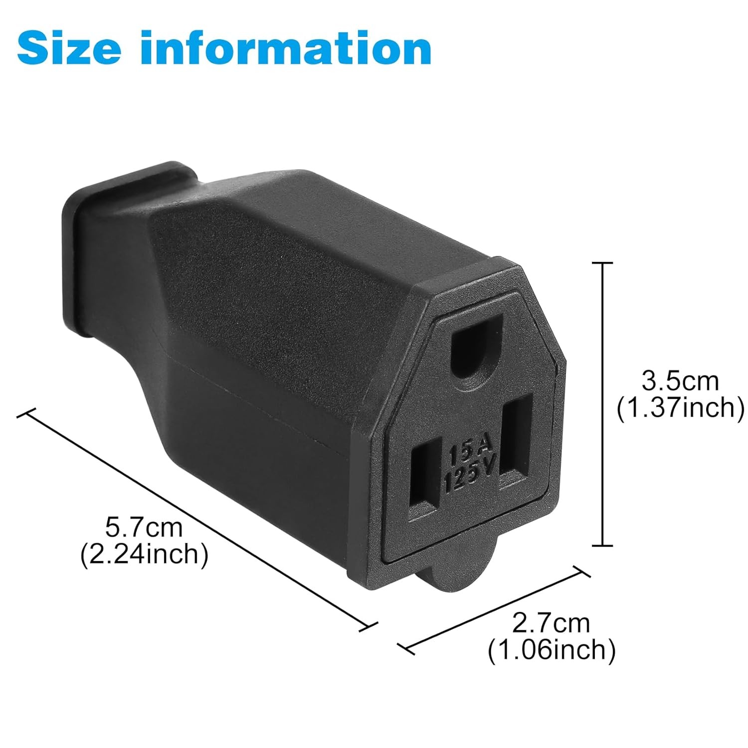 2-Pole, 3 Wire Grounding Plug Female Extension Cord Straight Blade Plug Replacem