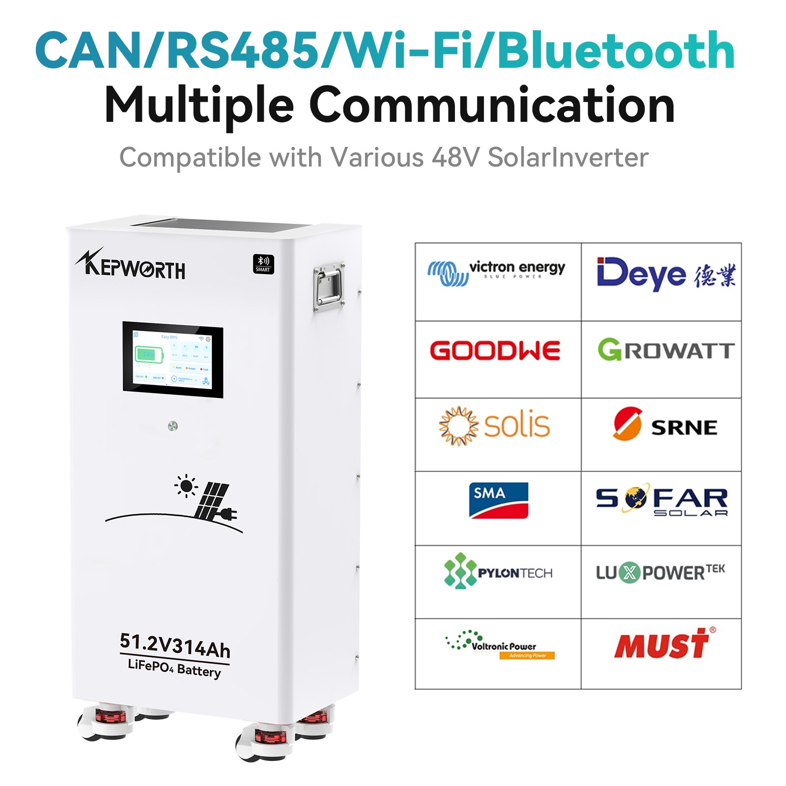 7X 48V 314Ah 16kWh Lithium Battery LiFePO4 Bluetooth 200A BMS RV Solar Off-grid