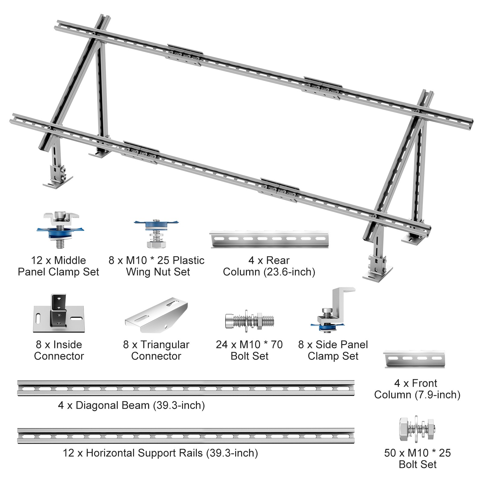 Uimoso Adjustable Solar Panel Mounting Brackets, 2 Sets, 30°-60° Angle
