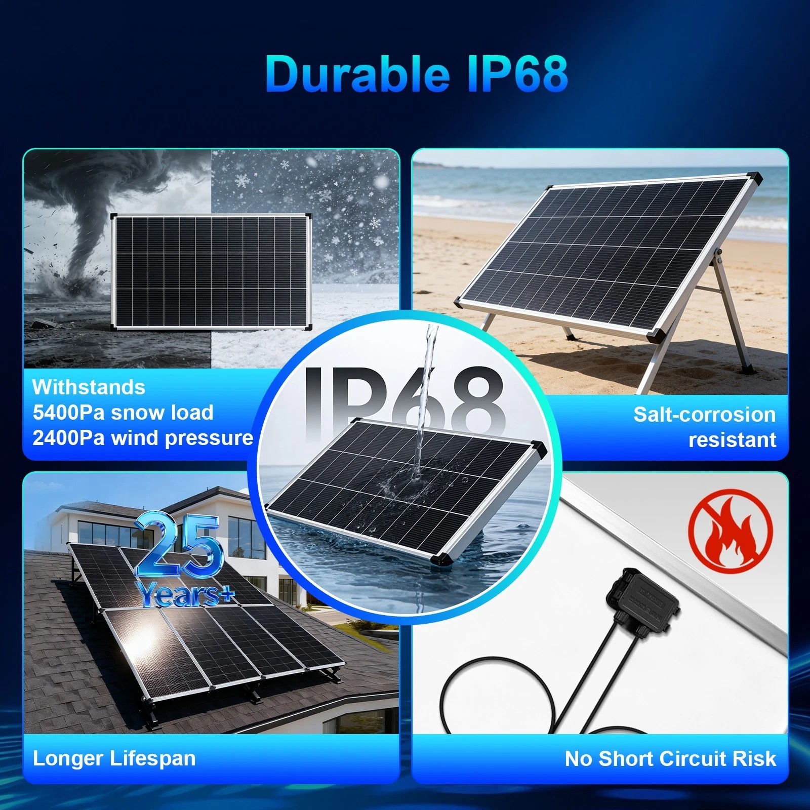 400W 800W Solar Panel 18V Mono N-Type Charger RV Home Off-Grid